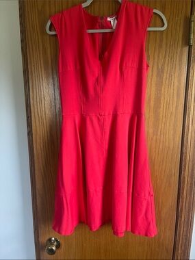 Bar III Coral-Red Sleeveless A-Line Dress